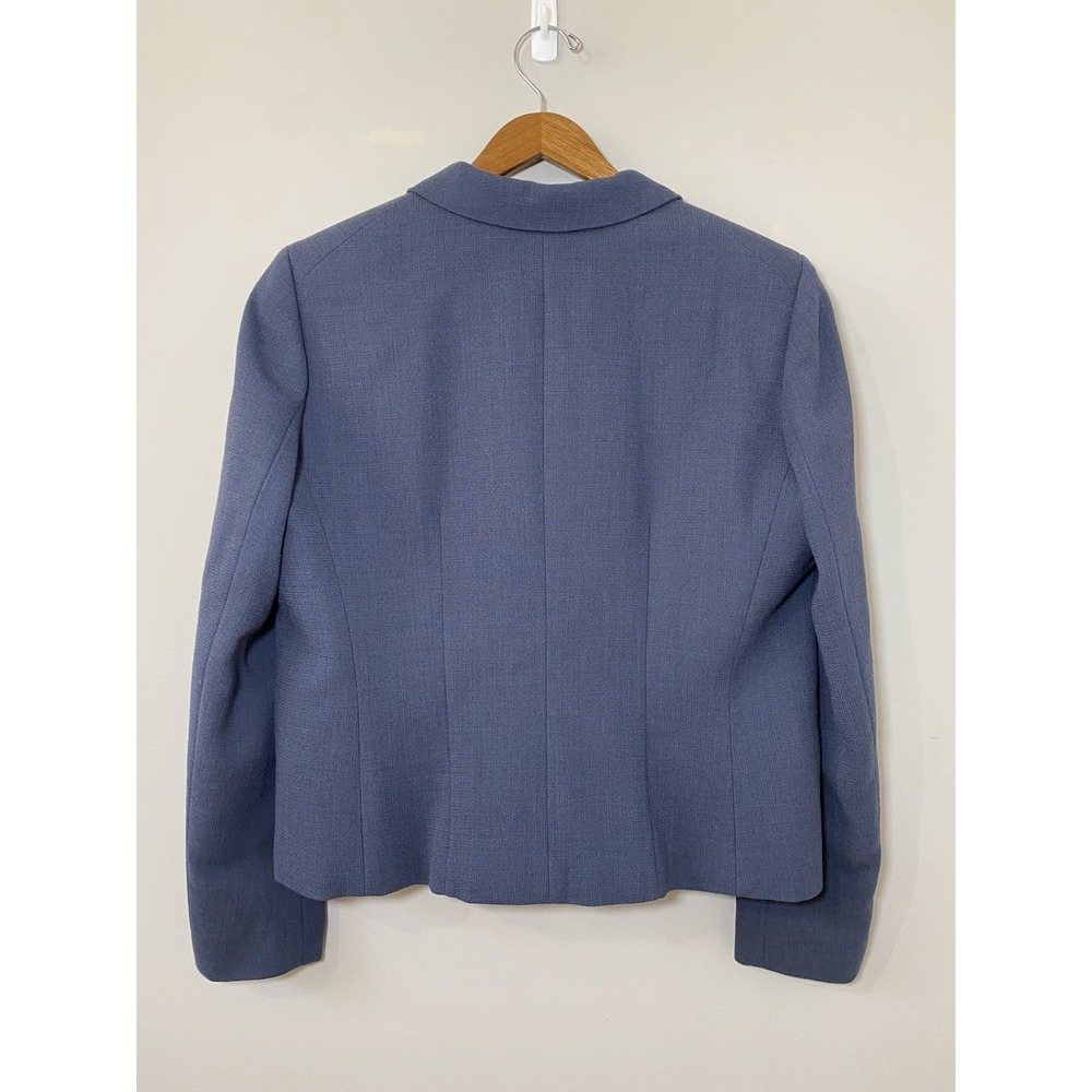 LaFayette 148 Blazer Womens Sz 14 Admiral Blue 100% Wool 2 Button‎ Textured $598 - Picture 2 of 8
